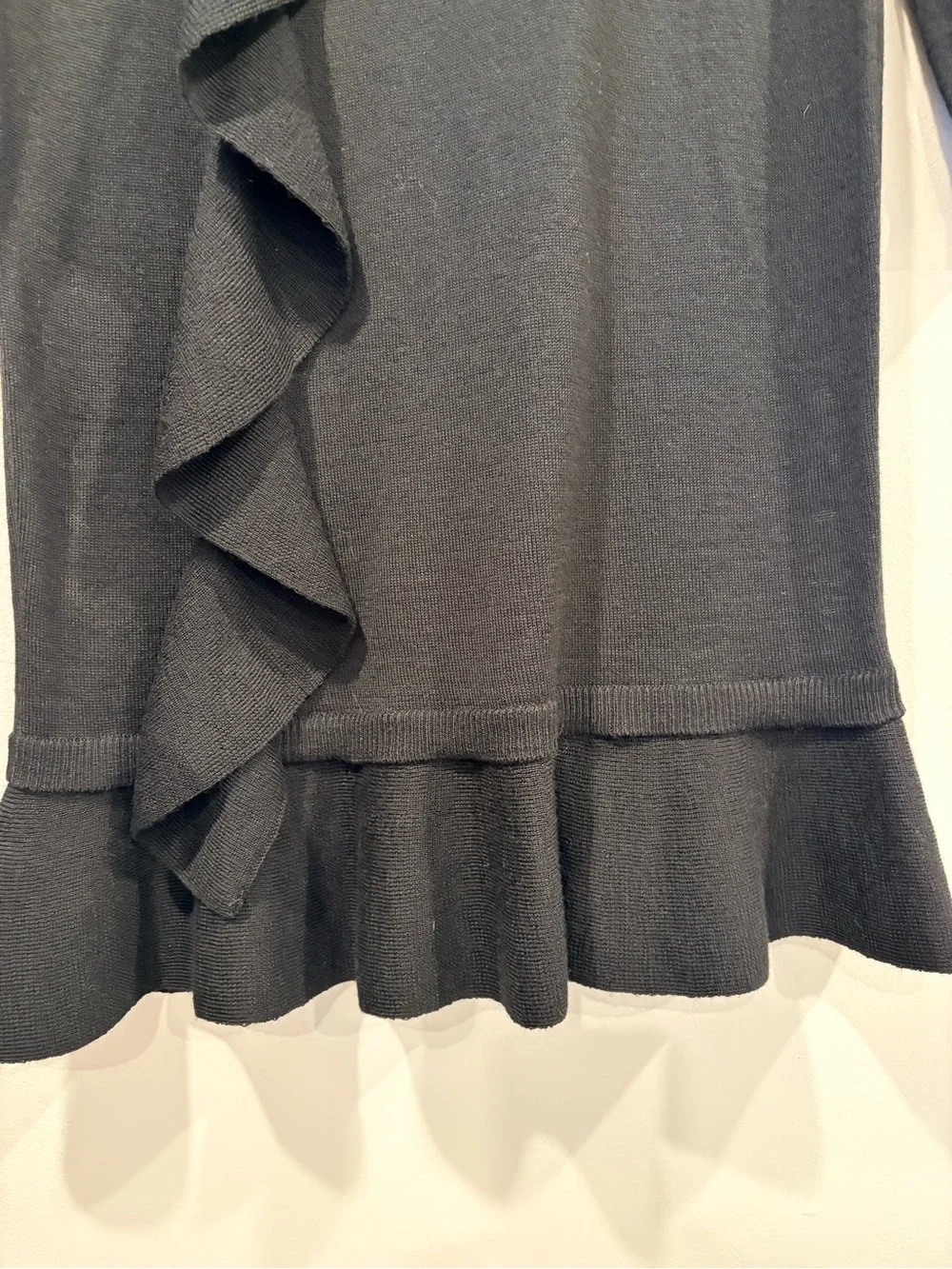 Seventy Sergio Tegon Black Ruffle Knit Midi Dress Made in Italy Size 44/US 8 - Picture 8 of 9